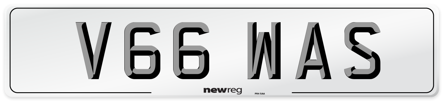 V66 WAS Number Plate from New Reg